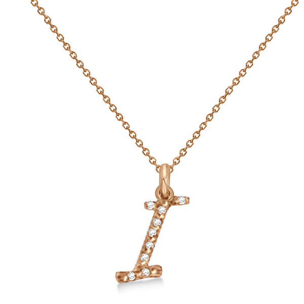 Lab Grown Diamond Initial Letter I Pendant, Rose Gold - Detail View