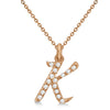 Natural Diamond Initial Letter K Pendant, Rose Gold finish, 3 Micron Vermeil - GEMHUB & CO.
