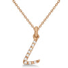 Lab Grown Diamond Initial Letter L Pendant, Rose Gold finish, Sterling Silver - GEMHUB & CO.