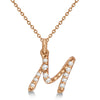 Natural Diamond Initial Letter M Pendant, Rose Gold finish, 3 Micron Vermeil - GEMHUB & CO.