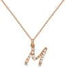 Natural Diamond Initial Letter M Pendant, Rose Gold - Detail View