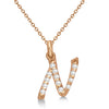 Lab Grown Diamond Initial Letter N Pendant, Rose Gold finish, Sterling Silver - GEMHUB & CO.