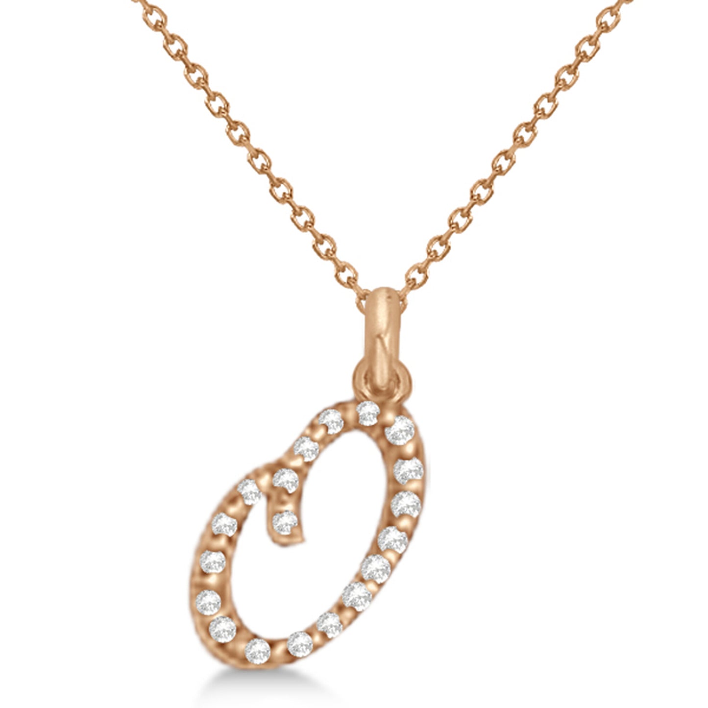 Lab Grown Diamond Initial Letter O Pendant, Rose Gold finish, Sterling Silver - GEMHUB & CO.