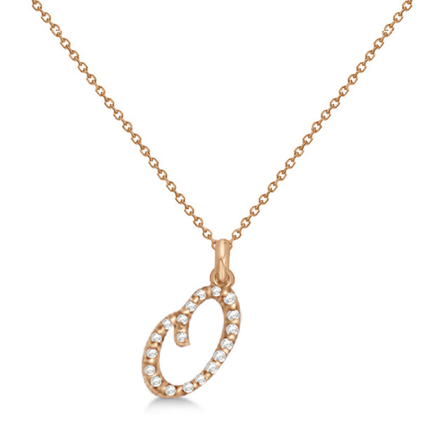 Lab Grown Diamond Initial Letter O Pendant, Rose Gold - Detail View