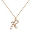 Natural Diamond Initial Letter R Pendant, Rose Gold - Detail View