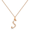 Natural Diamond Initial Letter S Pendant, Rose Gold - Detail View