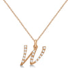 Lab Grown Diamond Initial Letter W Pendant, Rose Gold - Detail View