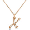 Natural Diamond Initial Letter X Pendant, Rose Gold finish, 3 Micron Vermeil - GEMHUB & CO.
