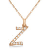 Lab Grown Diamond Initial Letter Z Pendant, Rose Gold finish, Sterling Silver - GEMHUB & CO.