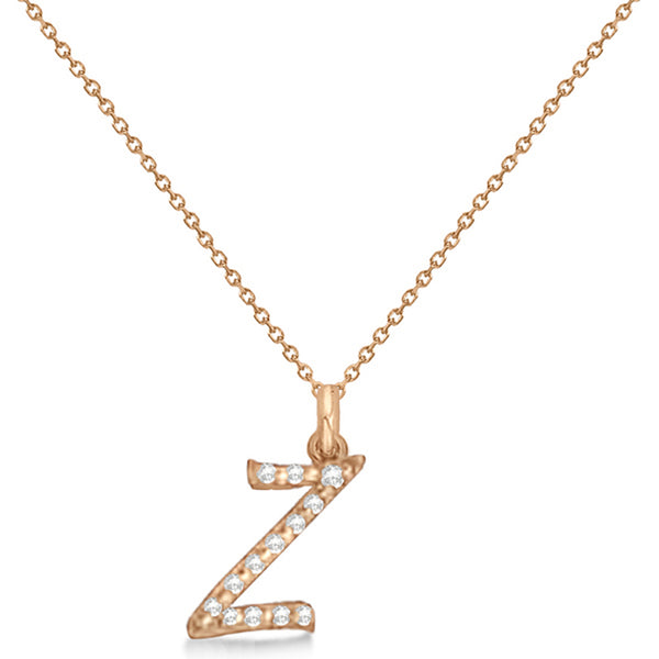Lab Grown Diamond Initial Letter Z Pendant, Rose Gold - Detail View