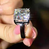 16.1 ct DEW White Moissanite Asscher Solitaire Ring - 18K Gold Vermeil on 925 Sterling Silver