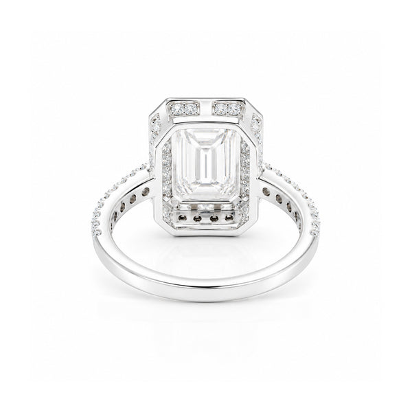 4.5 ct DEW White Moissanite Emerald Solitaire Ring - 18K Gold Vermeil on 925 Sterling Silver