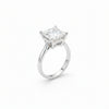 4.15 ct DEW White Moissanite Princess Solitaire Ring - 18K Gold Vermeil on 925 Sterling Silver