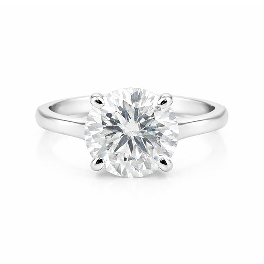 4.0 ct DEW White Moissanite Round Solitaire Ring - 18K Gold Vermeil on 925 Sterling Silver