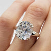 21.0 ct DEW White Moissanite Oval Solitaire Ring - 18K Gold Vermeil on 925 Sterling Silver