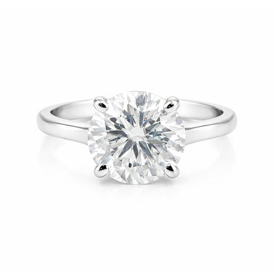 6.2 Ct White Moissanite Round Solitaire Ring - 925 Sterling Silver Gold Vermeil
