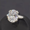 21.0 ct DEW White Moissanite Oval Solitaire Ring - 18K Gold Vermeil on 925 Sterling Silver