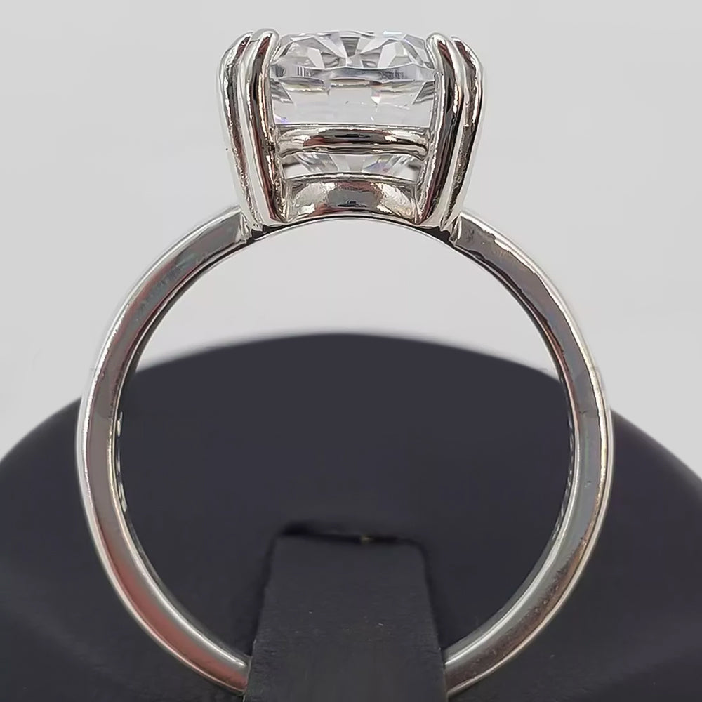 21.0 ct DEW White Moissanite Oval Solitaire Ring - 18K Gold Vermeil on 925 Sterling Silver