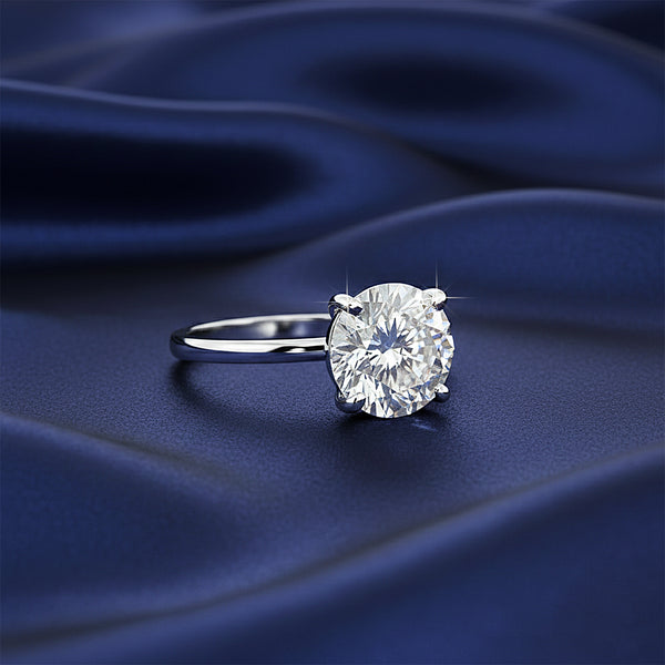 9.9 Ct White Moissanite Round Solitaire Ring - 925 Sterling Silver Gold Vermeil