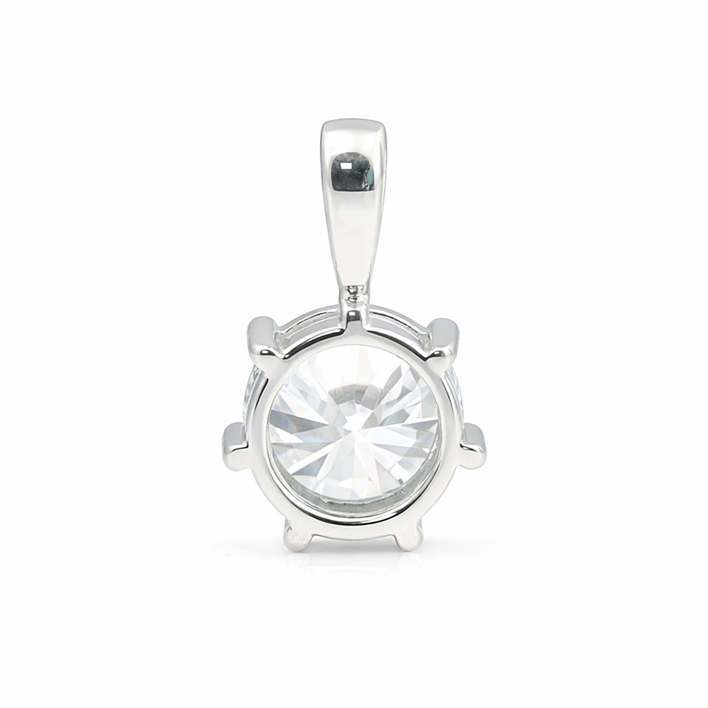 3.45 Ct Round Cut Certified White Moissanite Solitaire Pendant In 18K Gold Plated V 18K Gold Plated