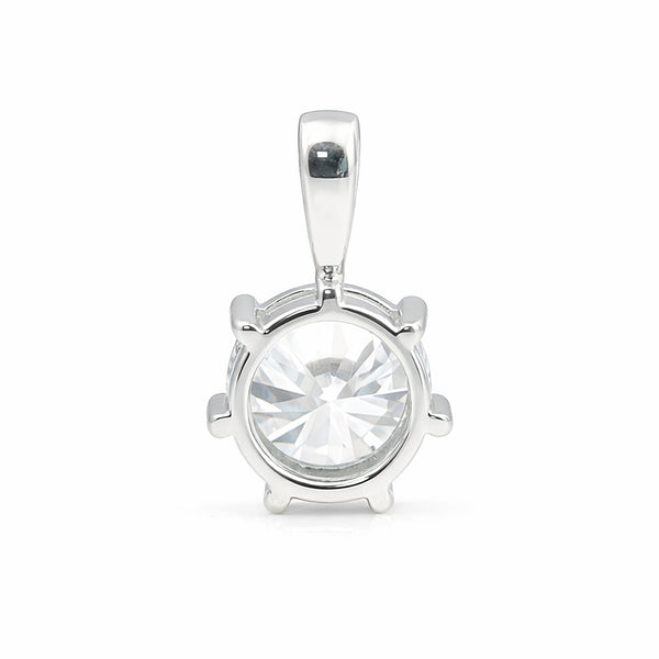 3.45 Ct Round Cut Certified White Moissanite Solitaire Pendant In 18K Gold Plated V 18K Gold Plated