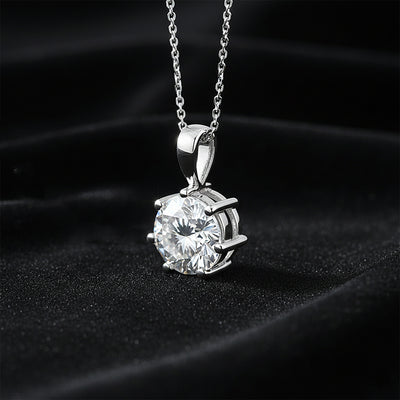 3.45 Ct Round Certified White Moissanite Pendant In Vermeil 925 Silver Jewelry