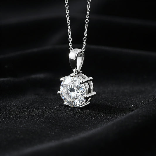 3.45 Ct Round Certified White Moissanite Pendant In Vermeil 925 Silver Jewelry