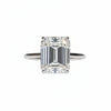 4.15 ct DEW White Moissanite Emerald Solitaire Ring - 18K Gold Vermeil on 925 Sterling Silver