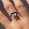 4.15 ct DEW White Moissanite Emerald Solitaire Ring - 18K Gold Vermeil on 925 Sterling Silver