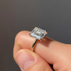 4.15 ct DEW White Moissanite Emerald Solitaire Ring - 18K Gold Vermeil on 925 Sterling Silver