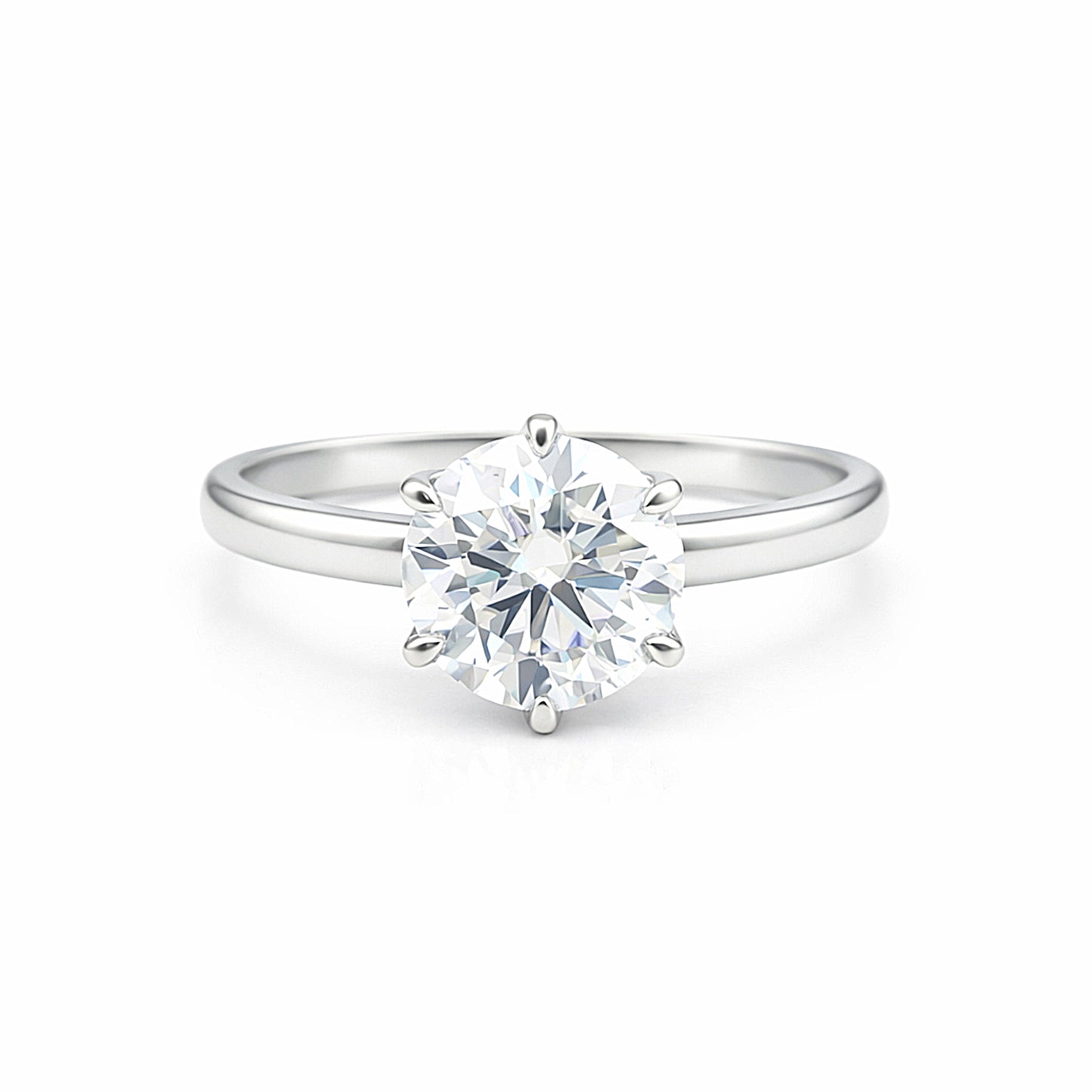 9.1 ct DEW White Moissanite Round Solitaire Ring - 18K Gold Vermeil on 925 Sterling Silver