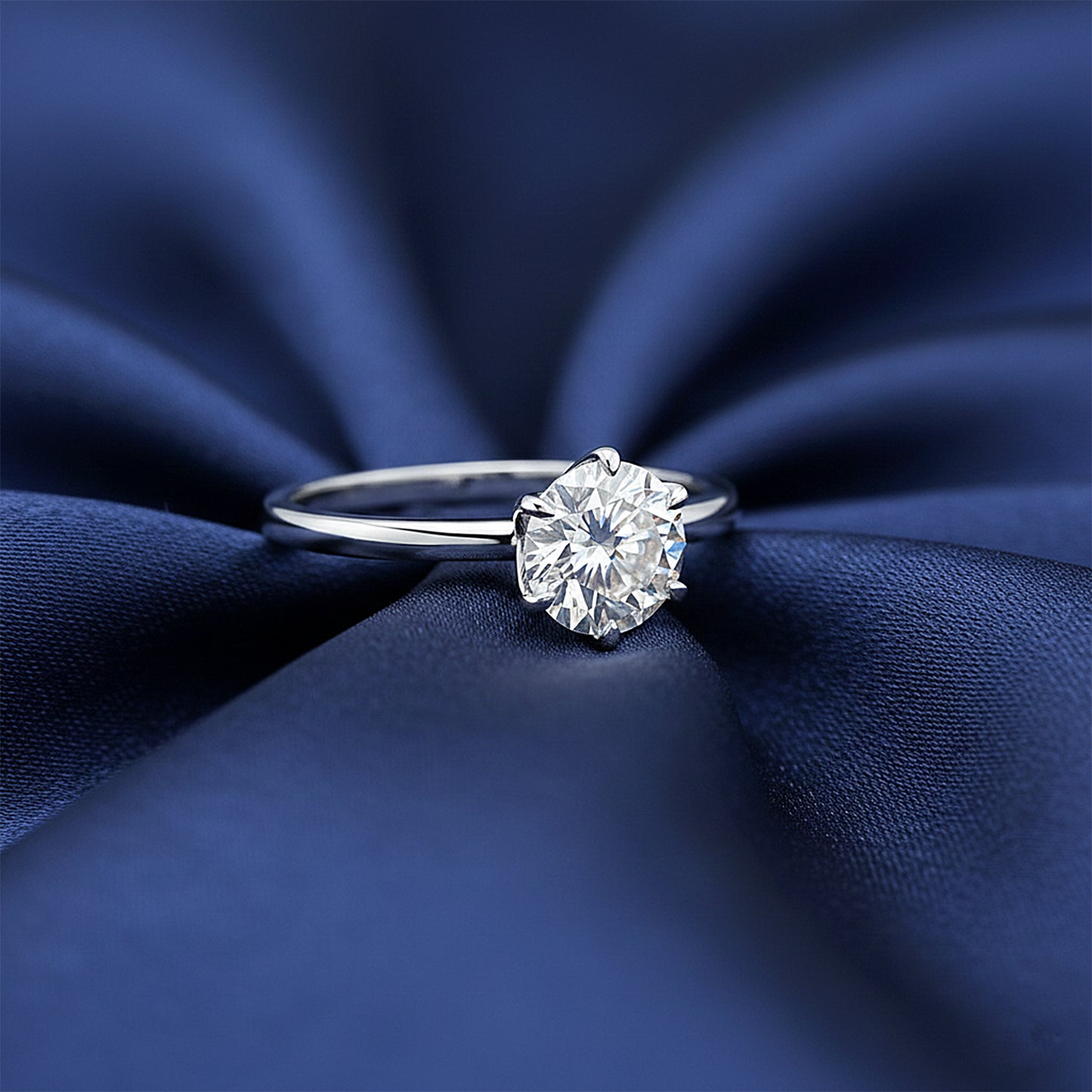 9.1 ct DEW White Moissanite Round Solitaire Ring - 18K Gold Vermeil on 925 Sterling Silver