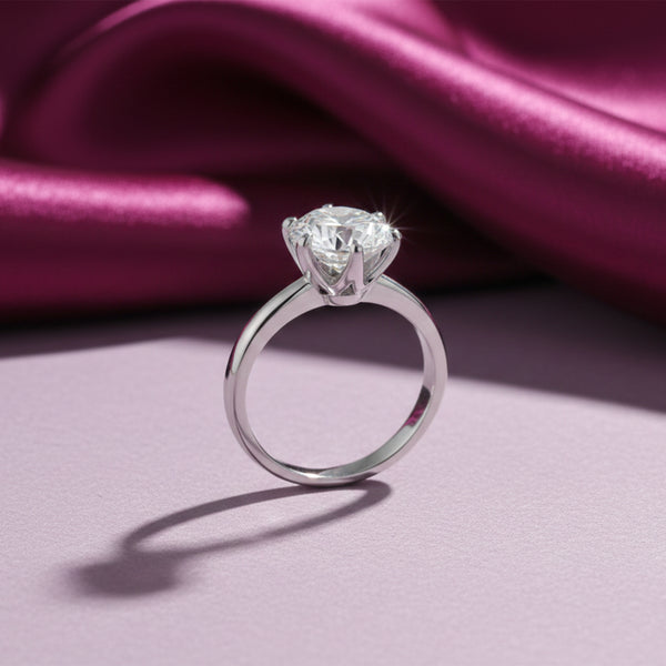9.1 ct DEW White Moissanite Round Solitaire Ring - 18K Gold Vermeil on 925 Sterling Silver