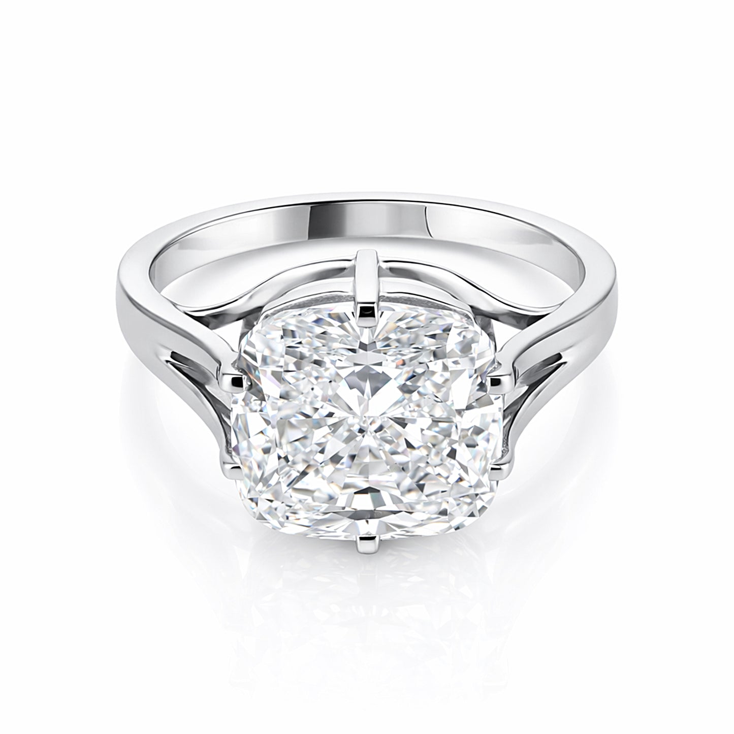 6 Ct Certified Radiant Cut White Soliaire Moissanite Gold Vermeil Ring