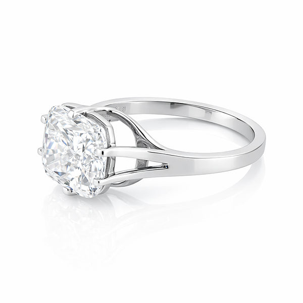 6 Ct Certified Radiant Cut White Soliaire Moissanite Gold Vermeil Ring