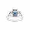 Close-up of cushion cut fancy blue lab diamond, VS1 clarity, full crown view
