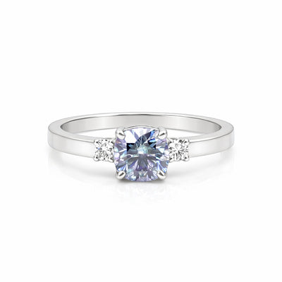 2.60 Ct Emerald Cut Blue Lab Grown Diamond Ring — VS1 Clarity, 18k Gold Vermeil
