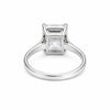 Close-up of emerald step cut lab diamond, VS1 clarity grade, full crown view