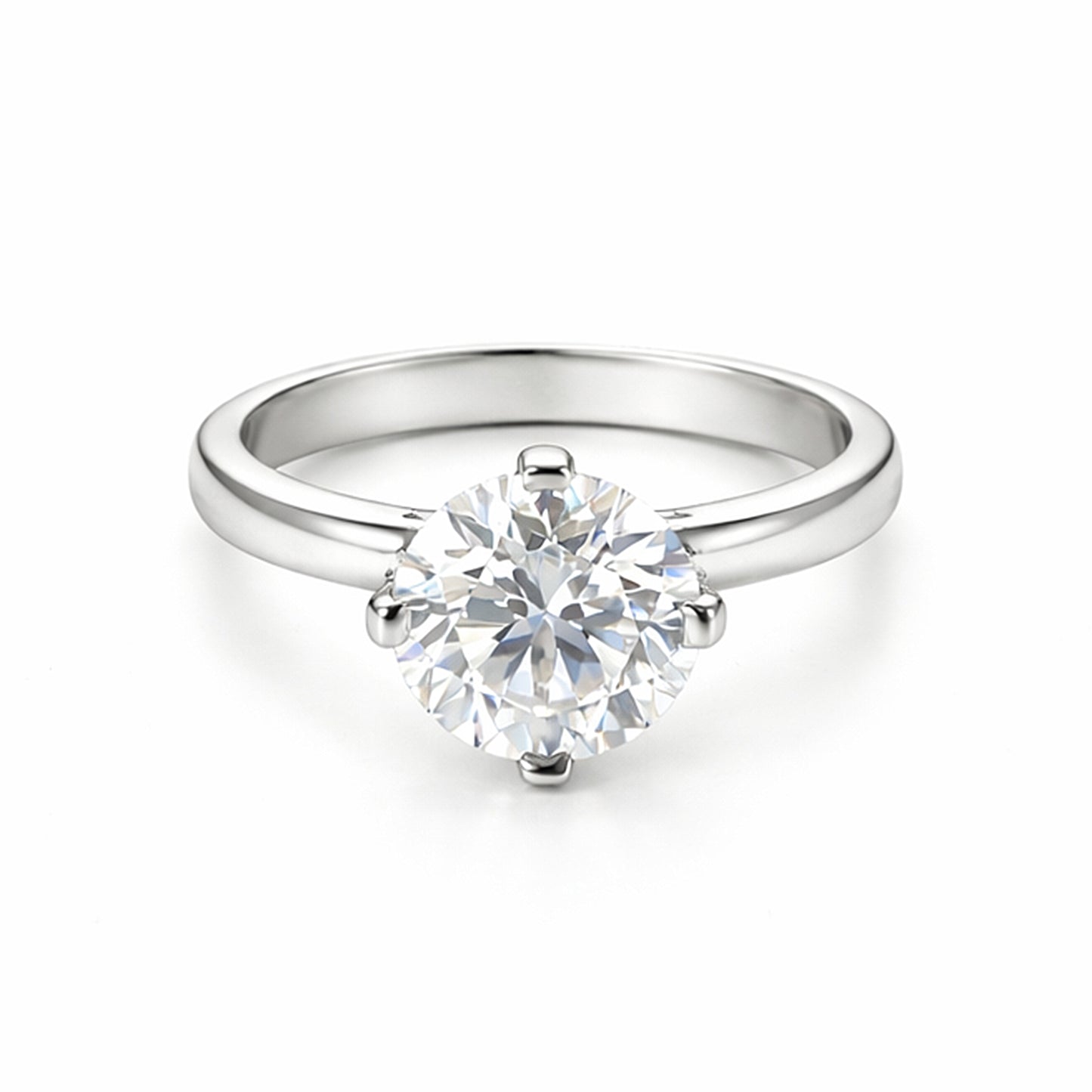 8.5 ct DEW White Moissanite Round Solitaire Ring - 18K Gold Vermeil on 925 Sterling Silver