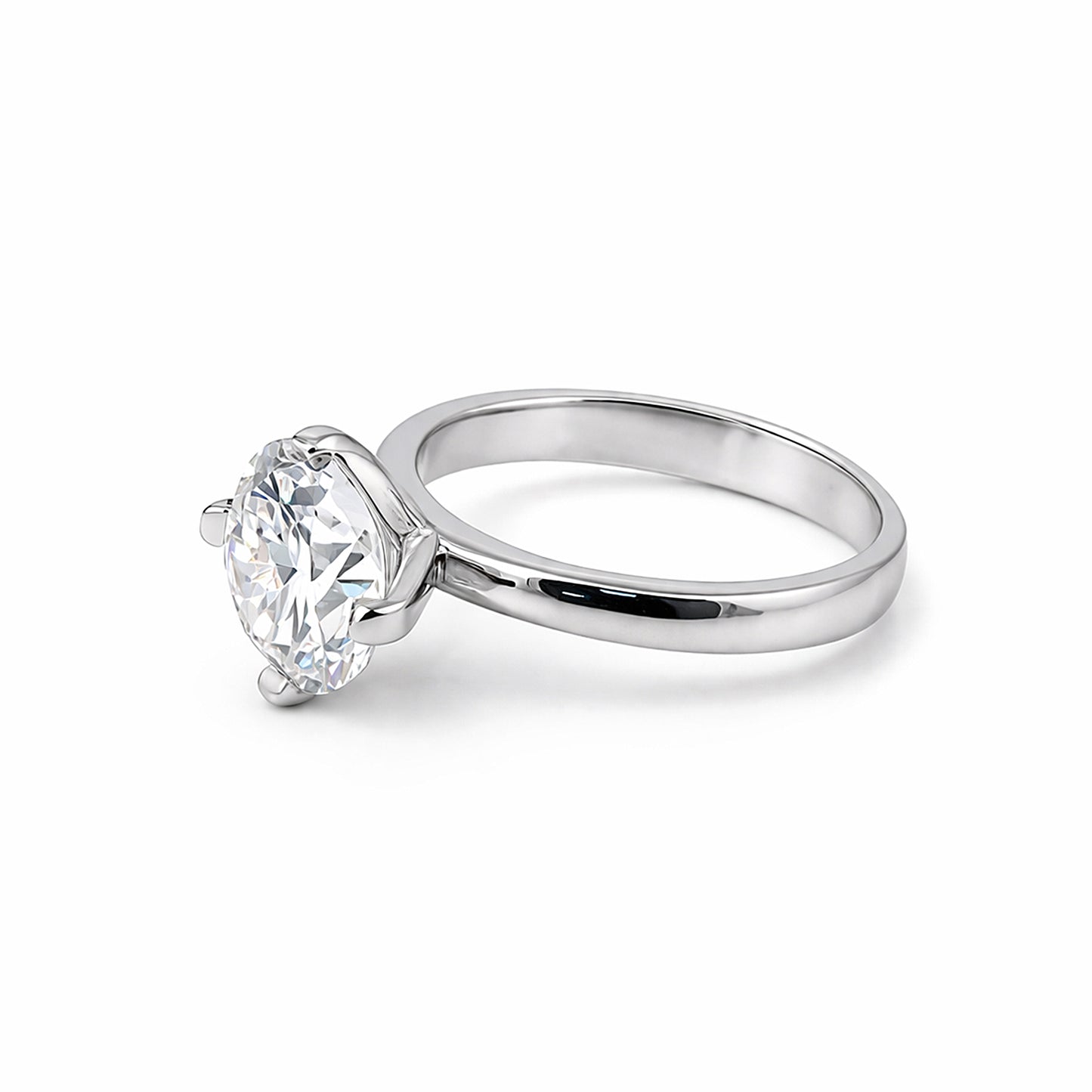 8.5 ct DEW White Moissanite Round Solitaire Ring - 18K Gold Vermeil on 925 Sterling Silver