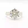 6.6 ct DEW White Moissanite Round Solitaire Ring - 18K Gold Vermeil on 925 Sterling Silver