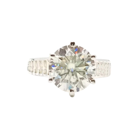 6.6 ct DEW White Moissanite Round Solitaire Ring - 18K Gold Vermeil on 925 Sterling Silver