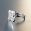 10.0 Ct White Moissanite Emerald Solitaire Ring - 925 Sterling Silver Gold Vermeil