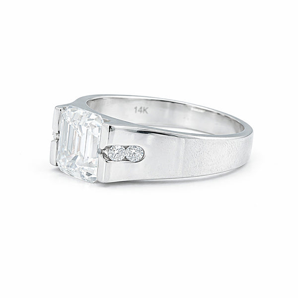 4.0 Ct White Moissanite Radiant Solitaire Ring - 925 Sterling Silver Gold Vermeil