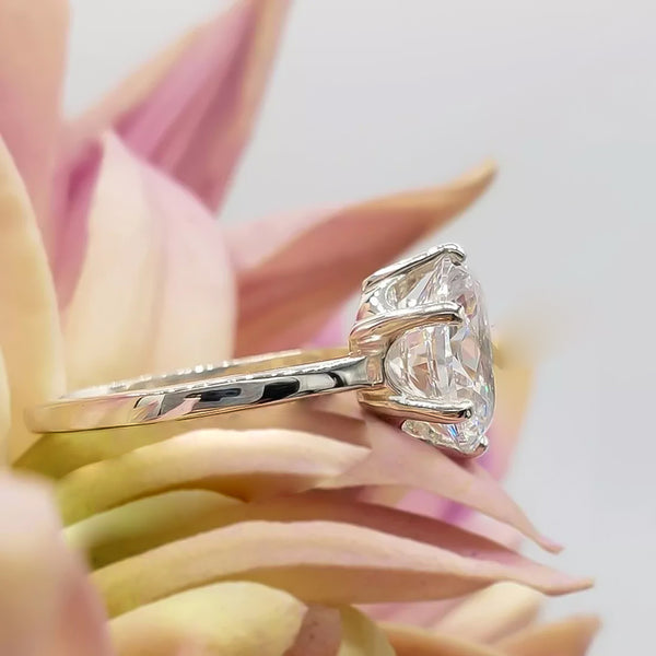 4.85 ct DEW White Moissanite Oval Solitaire Ring - 18K Gold Vermeil on 925 Sterling Silver