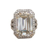 16.9 Ct White Moissanite Emerald Solitaire Ring - 925 Sterling Silver Gold Vermeil