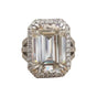 16.9 Ct White Moissanite Emerald Solitaire Ring - 925 Sterling Silver Gold Vermeil