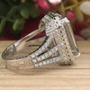 16.9 Ct White Moissanite Emerald Solitaire Ring - 925 Sterling Silver Gold Vermeil