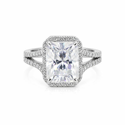 5 Ct Emerald Cut Lab Grown Diamond Ring — VS1 Clarity, 18k White Gold Vermeil