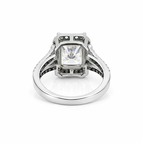 5 Ct Emerald Cut Lab Grown Diamond Ring — VS1 Clarity, 18k White Gold Vermeil